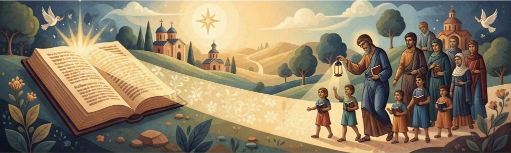 Православно вероучение за учители и ученици | Verouchenie.com Иисус Христос прегръща малки деца - символ на вероучението и любовта към децата.